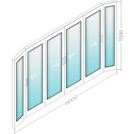 Алюминиевые окна NewTec для П-образного балкона